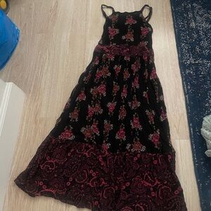 Wild Pearl Black and Pink Floral Dress